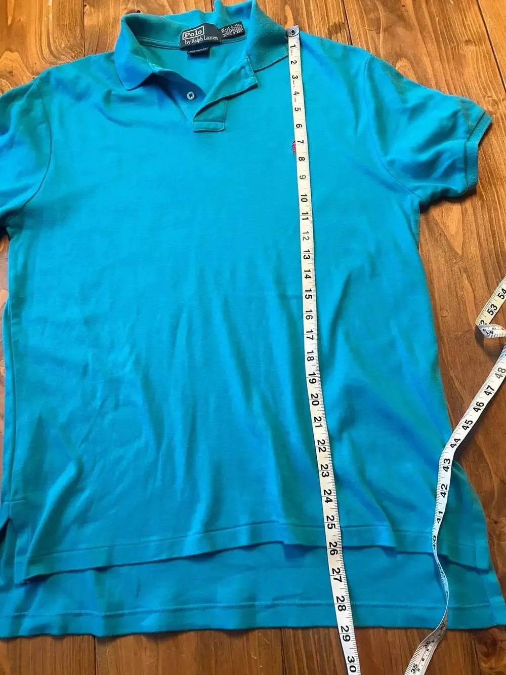 Polo Ralph Lauren Custom Fit Pique Polo Shirt Turquoise Blue with Pink Pony M